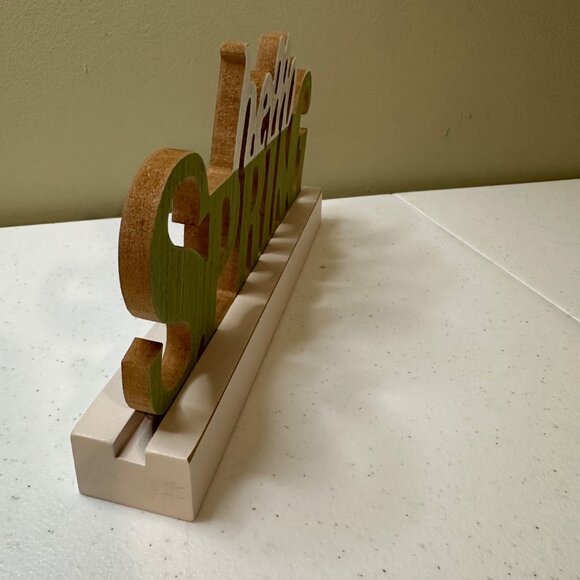 Hello Spring word sign spring decoration rustic farmhouse table word art decor - Picture 7 of 7